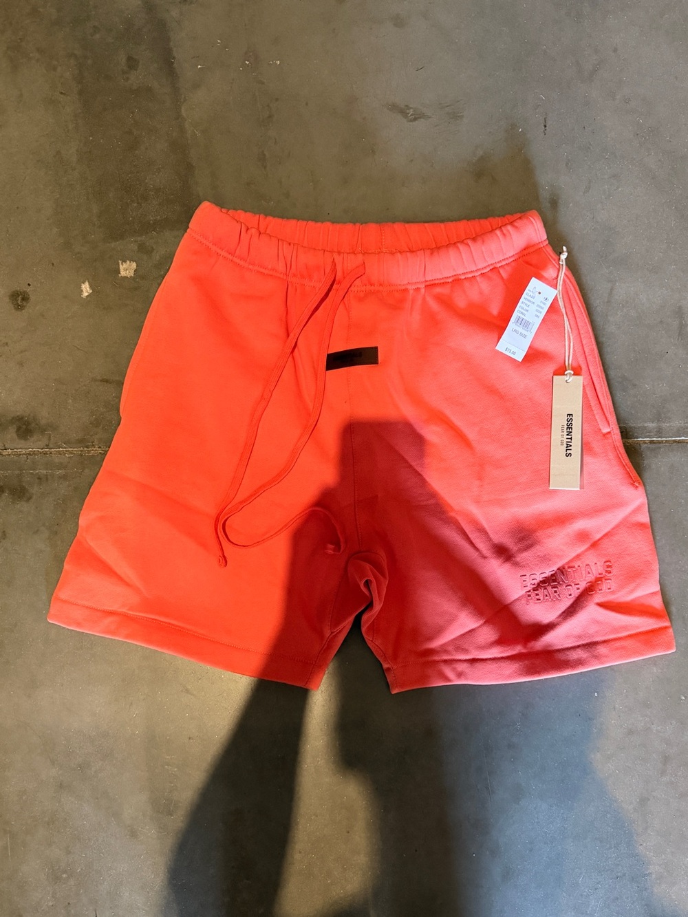 Essentials Fear of God Men’s Coral-Red Drawstring Athletic Shorts
